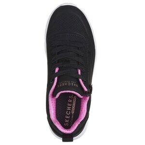 New Skechers UNO LITE EASY ZIP Sneaker Black/Pink Size US 13.5 Kids Shoes NIB